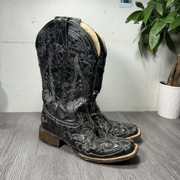 Corral W 9 Lizard Leather Boots Boho Western Coastal Cowgirl Studded Festival